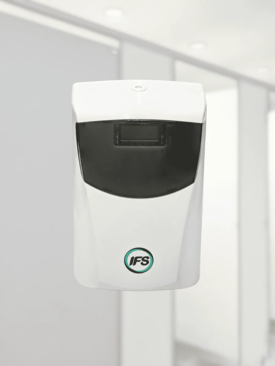 เครื่องจ่ายน้ำยาฆ่าเชื้อและดับกลิ่นอัตโนมัติ IFS รุ่น Automatic Toilet 8300 Sanitizer Dispenser – สำหรับห้องน้ำสาธารณะและองค์กร ช่วยกำจัดเชื้อโรค ลดกลิ่นไม่พึงประสงค์ และรักษาสุขอนามัยอย่างมีประสิทธิภาพ