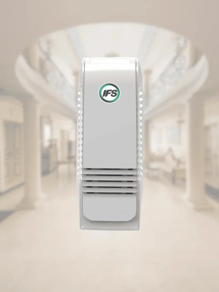 เครื่องพ่นกลิ่นหอมระบบพัดลม IFS Fan Dispenser – เครื่องกระจายกลิ่นหอมในอากาศแบบต่อเนื่อง ดีไซน์ทันสมัย เหมาะสำหรับโรงแรม สำนักงาน และพื้นที่ต้อนรับ เพื่อบรรยากาศสะอาด สดชื่น และดูพรีเมียม