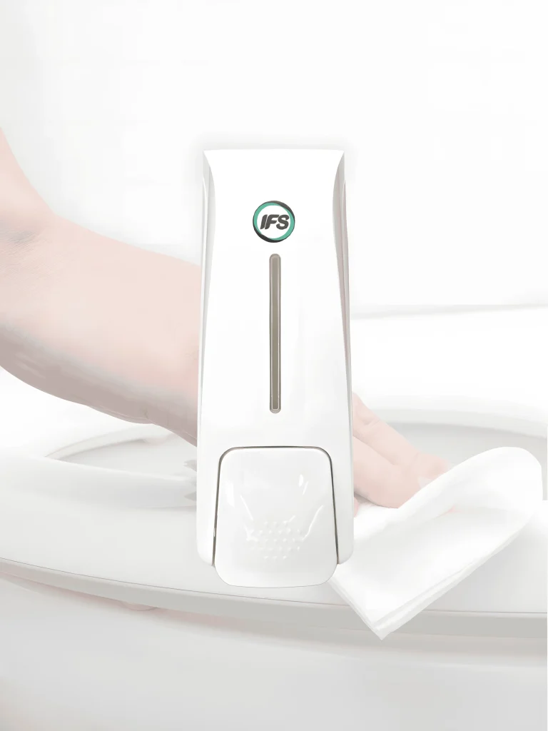 เครื่องจ่ายน้ำยาทำความสะอาดฝารองนั่งชักโครก IFS รุ่น VL-730 – ระบบกดมือใช้งานง่าย ช่วยฆ่าเชื้อโรคและรักษาความสะอาด เหมาะสำหรับห้องน้ำสาธารณะ โรงแรม และสำนักงาน