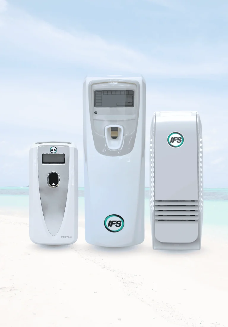 เครื่องกระจายกลิ่นหอมและเครื่องพ่นสเปรย์อัตโนมัติ IFS ดีไซน์ทันสมัย สำหรับห้องน้ำองค์กร โรงแรม และสำนักงาน เพื่อบรรยากาศสดชื่นและสุขอนามัยที่ดี