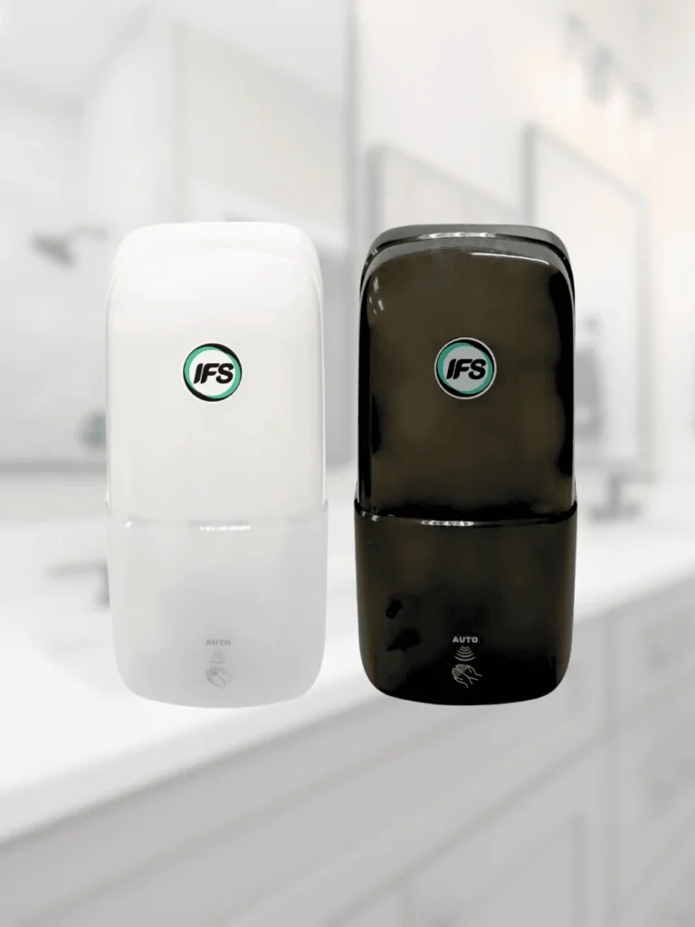 เครื่องจ่ายสบู่เหลวล้างมือแบบอัตโนมัติ (Touchless) สีขาว–ดำ ดีไซน์ทันสมัย จาก IFS