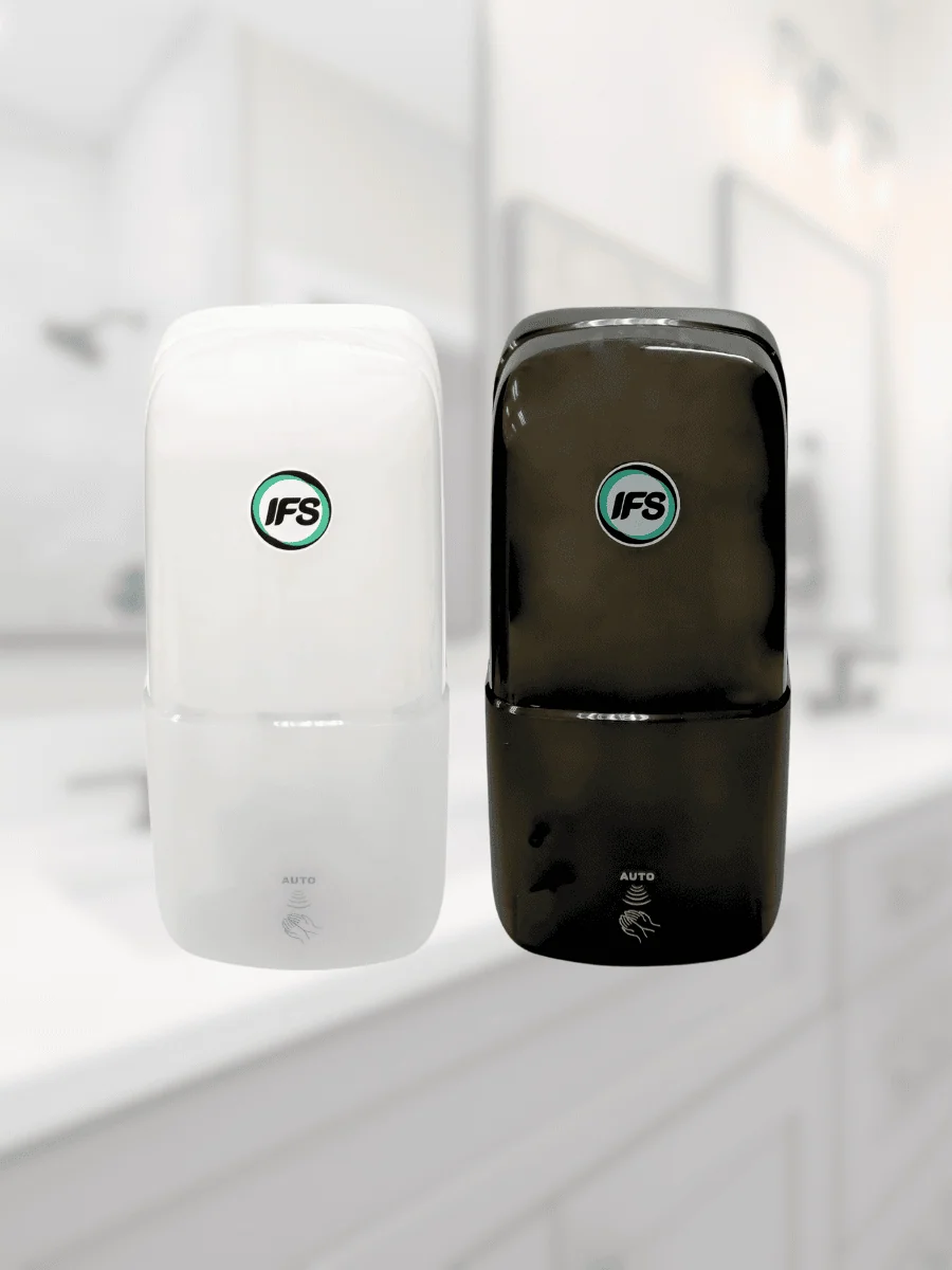 เครื่องจ่ายสบู่เหลวล้างมือแบบอัตโนมัติ (Touchless) สีขาว–ดำ ดีไซน์ทันสมัย จาก IFS