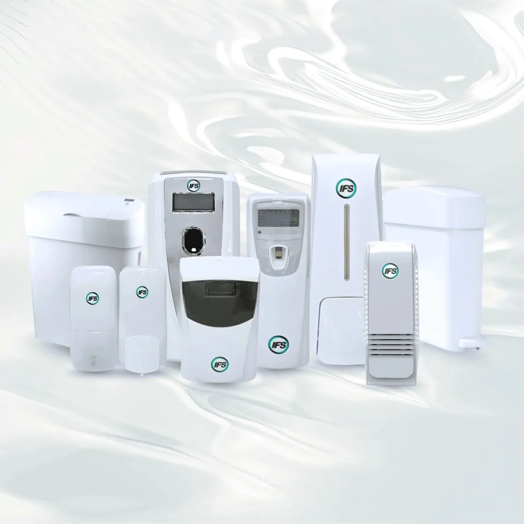 Banner รูปรวมสินค้าสุขภัณฑ์ห้องน้ำคุณภาพสูง ที่ผสานกับมาตรฐานด้าน สุขอนามัย และความปลอดภัยในระดับสากล เรามีผลิตภัณฑ์และบริการที่หลากหลาย ครอบคลุมตั้งแต่เครื่องจ่ายสบู่ เครื่องพ่นสเปรย์ปรับอากาศ ถังรองรับผ้าอนามัยอัตโนมัติ ไปจนถึงเครื่องฆ่าเชื้อและกระดาษชำระ ทุกโซลูชันออกแบบมาเพื่อให้องค์กร โรงงาน โรงแรม และสำนักงาน ได้รับประสบการณ์ห้องน้ำที่สะอาด ทันสมัย และเป็นมิตรต่อสิ่งแวดล้อม จากIFS Thailand