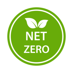 ภาพสัญลักษณ์วงกลมสีเขียวพร้อมข้อความ “NET ZERO” และใบไม้ด้านบน สื่อถึงความมุ่งมั่นขององค์กรในการลดการปล่อยก๊าซเรือนกระจกให้เหลือสุทธิเป็นศูนย์ ผ่านการลดคาร์บอนจากทุกกระบวนการทำงาน และชดเชยส่วนที่ไม่สามารถลดได้ด้วยมาตรการด้านสิ่งแวดล้อม เช่น การปลูกป่า หรือการใช้พลังงานสะอาด ภาพนี้สะท้อนเป้าหมายเชิงกลยุทธ์ในการลด carbon footprint และขับเคลื่อนสู่ความยั่งยืนระยะยาว.