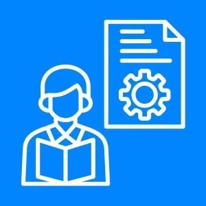 ไอคอนเจ้าหน้าที่และเอกสาร สื่อถึงการติดตามผลและปรับแผนการให้บริการ