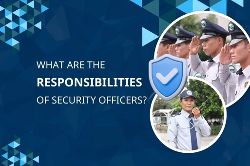 ภาพแบนเนอร์หัวข้อ “เจ้าหน้าที่รักษาความปลอดภัย มีหน้าที่ดูแลอะไรบ้าง?” พร้อมภาพเจ้าหน้าที่รักษาความปลอดภัยกำลังทำความเคารพ และไอคอนโล่สื่อถึงความปลอดภัย