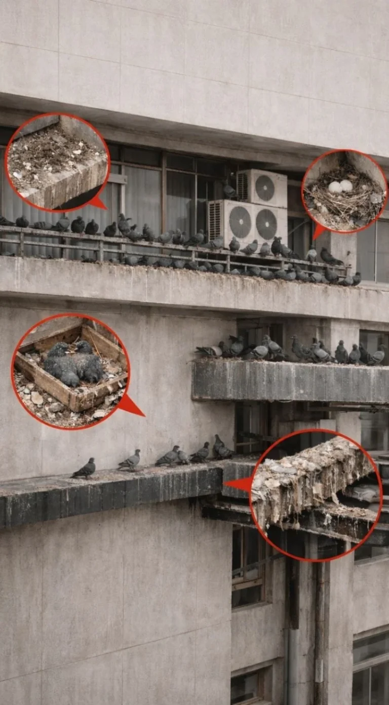 รูปกลุ่มนักพิราบทำรังบนตึก เป็นรูปนักพิราบของหน้าเว็บบริการ bird control service จากบริษัท ไอเอฟเอส