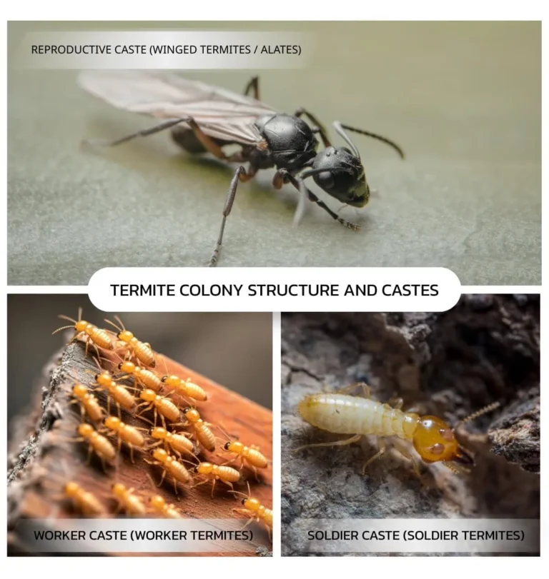 รูปบ่งบอกวงจรชีวิตของปลวกและชนชั้นของปลวก