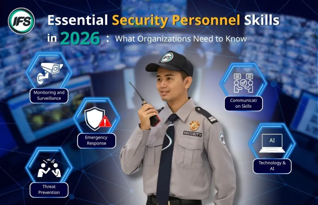 รูปพนักงานรักษาความปลอดภัยจากบริษัท ไอเอฟเอส กับบทความแนะนำทักษะสำคัญที่ รปภ.ต้องมีในปี 2026