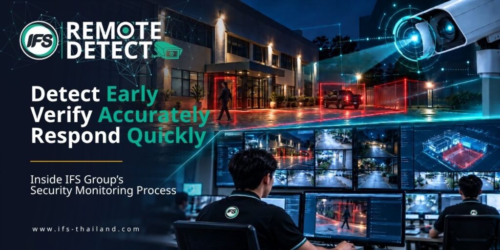 บริการ Remote Detect ของกลุ่มบริษัท ไอเอฟเอส พร้อมเจ้าหน้าที่ CMCC เฝ้าระวังภาพจากกล้องวงจรปิด เพื่อตรวจสอบความผิดปกติและประสานการตอบสนองเหตุอย่างทันท่วงที